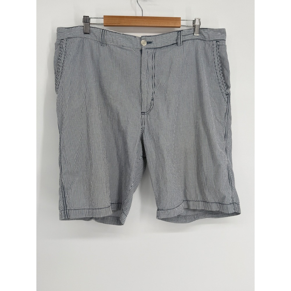 Boca Classics Mens‎ Seersucker Shorts Blue White Striped Cotton Flat Front Sz 42